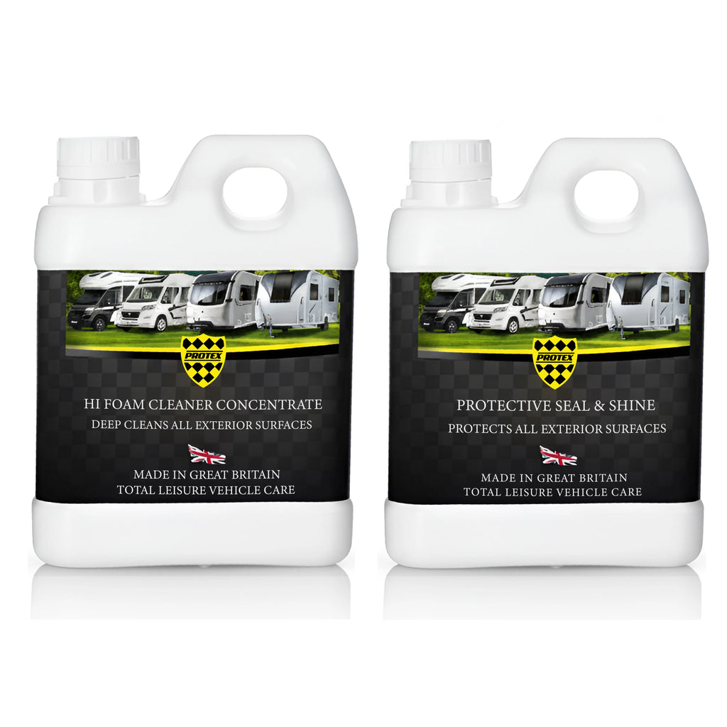 Protex Caravan & Motorhome Cleaning Kit - Hi Foam Cleaner Concentrate 1 Ltr. & Protective Seal & Shine 1 Ltr.
