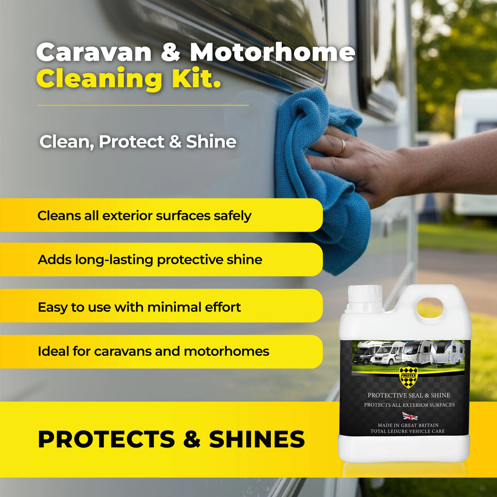Protex Caravan & Motorhome Cleaning Kit - Hi Foam Cleaner Concentrate 1 Ltr. & Protective Seal & Shine 1 Ltr.