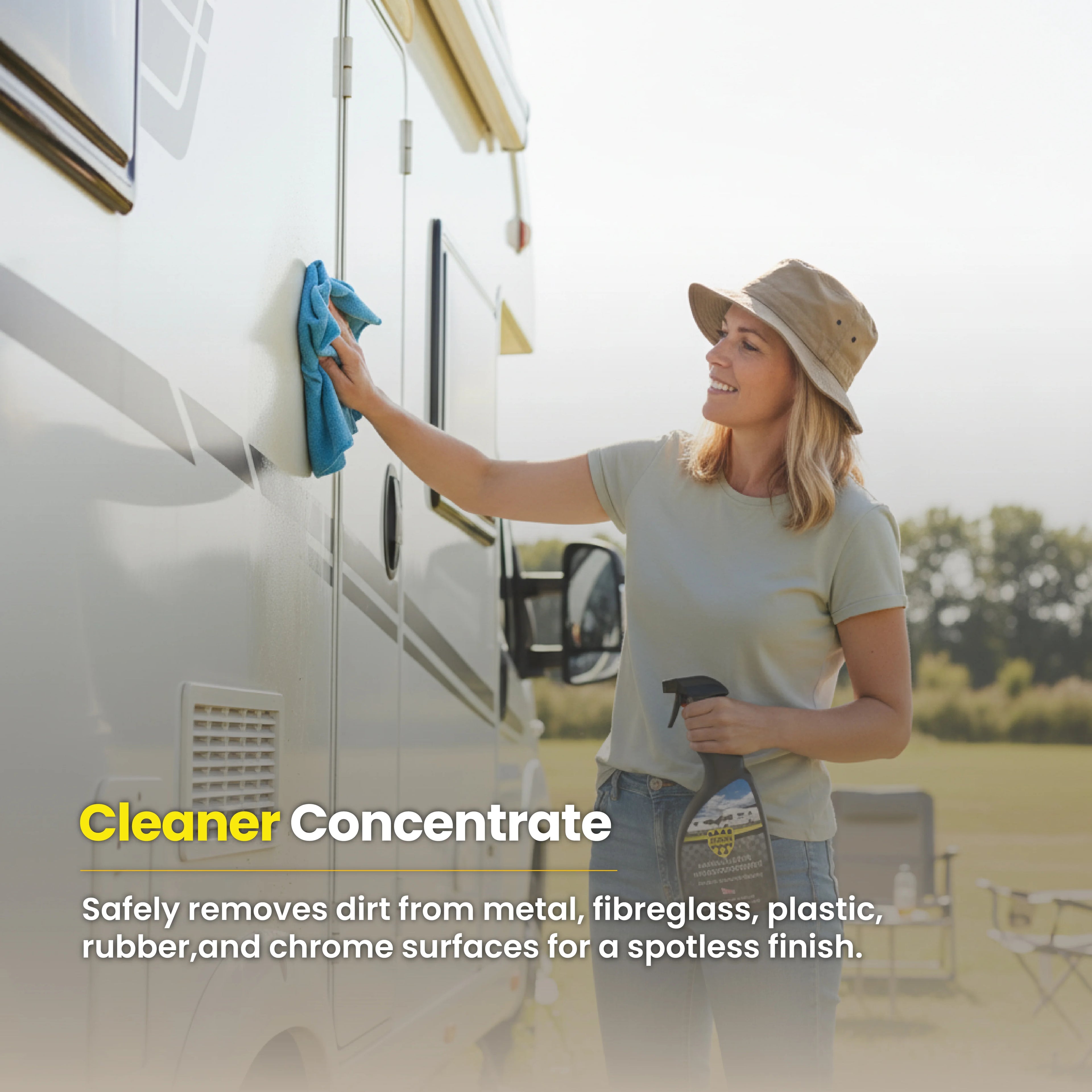 Protex Caravan & Motorhome Advanced Complete Cleaning Kit - Hi Foam Cleaner Concentrate 1 Ltr., Protective Seal & Shine 1 Ltr., Spirt Glass Cleaner 750ml & Plastic & Rubber Spray 750ml