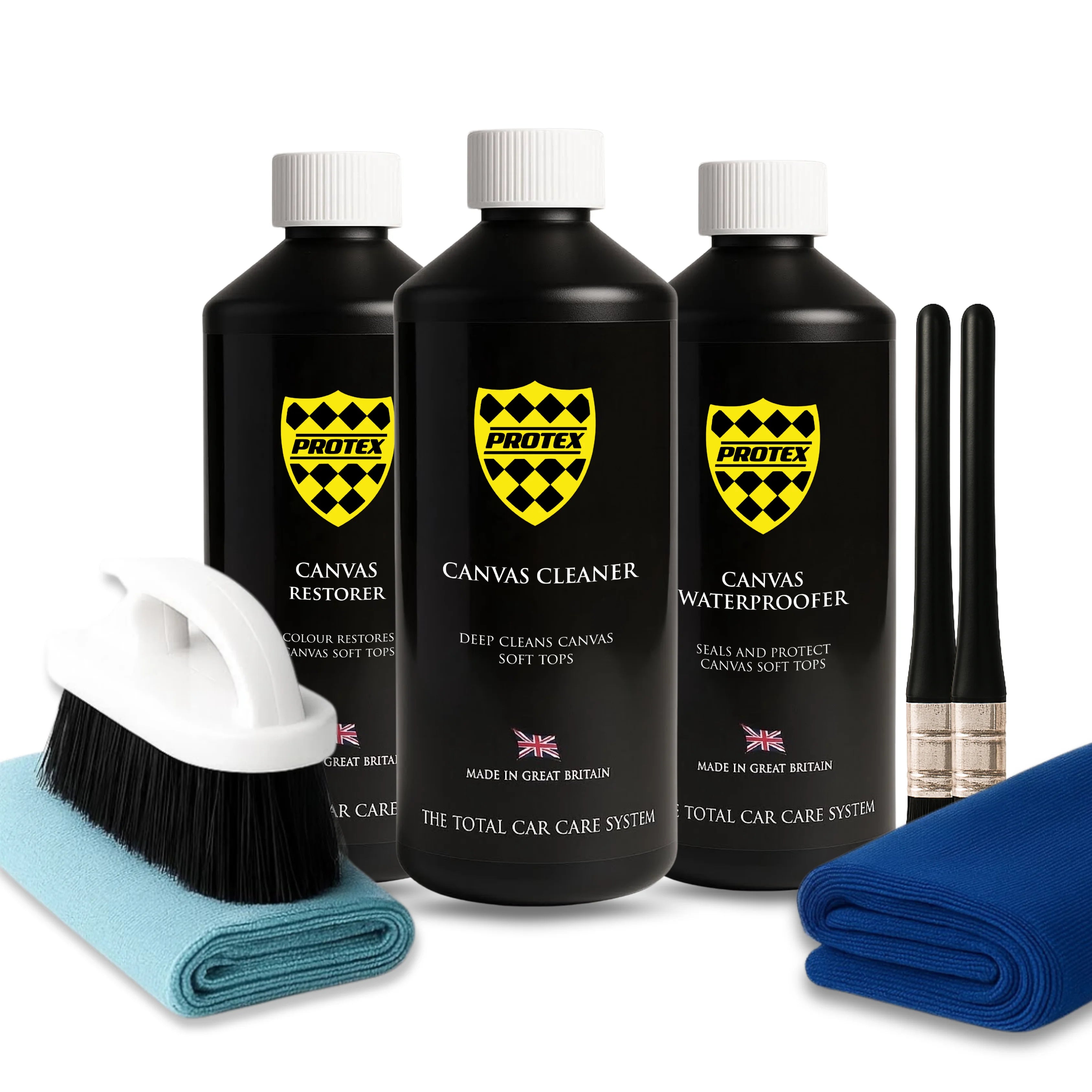 Protex Convertible Soft Top Canvas Cleaner/Restorer(BLACK)/Waterproofer 1Ltr. - COMPLETE KIT