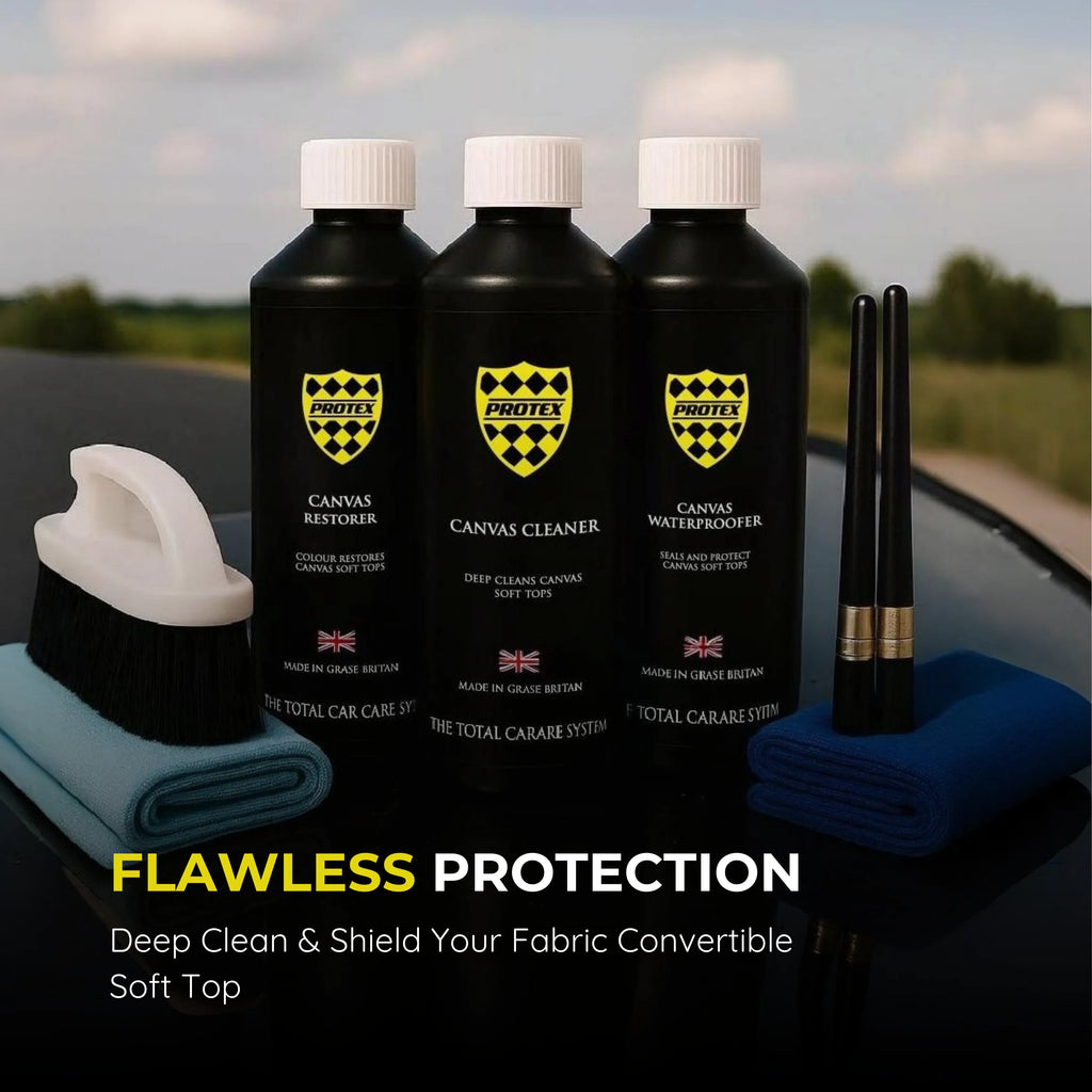 Protex Convertible Soft Top Canvas Cleaner/Restorer(BLACK)/Waterproofer 1Ltr. - COMPLETE KIT