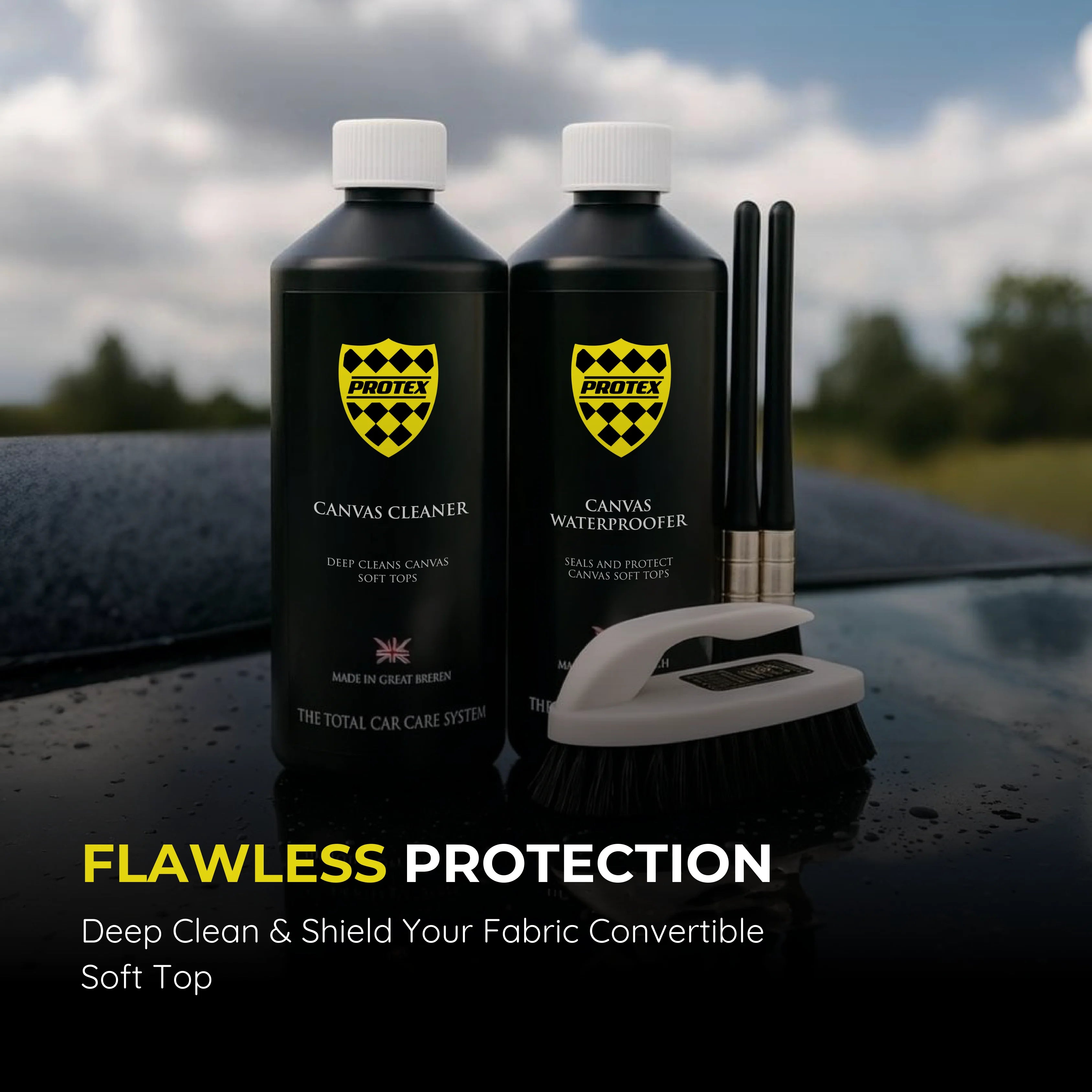 Protex Convertible Soft Top Canvas Cleaner & Waterproofer 1Ltr. - BRUSH KIT