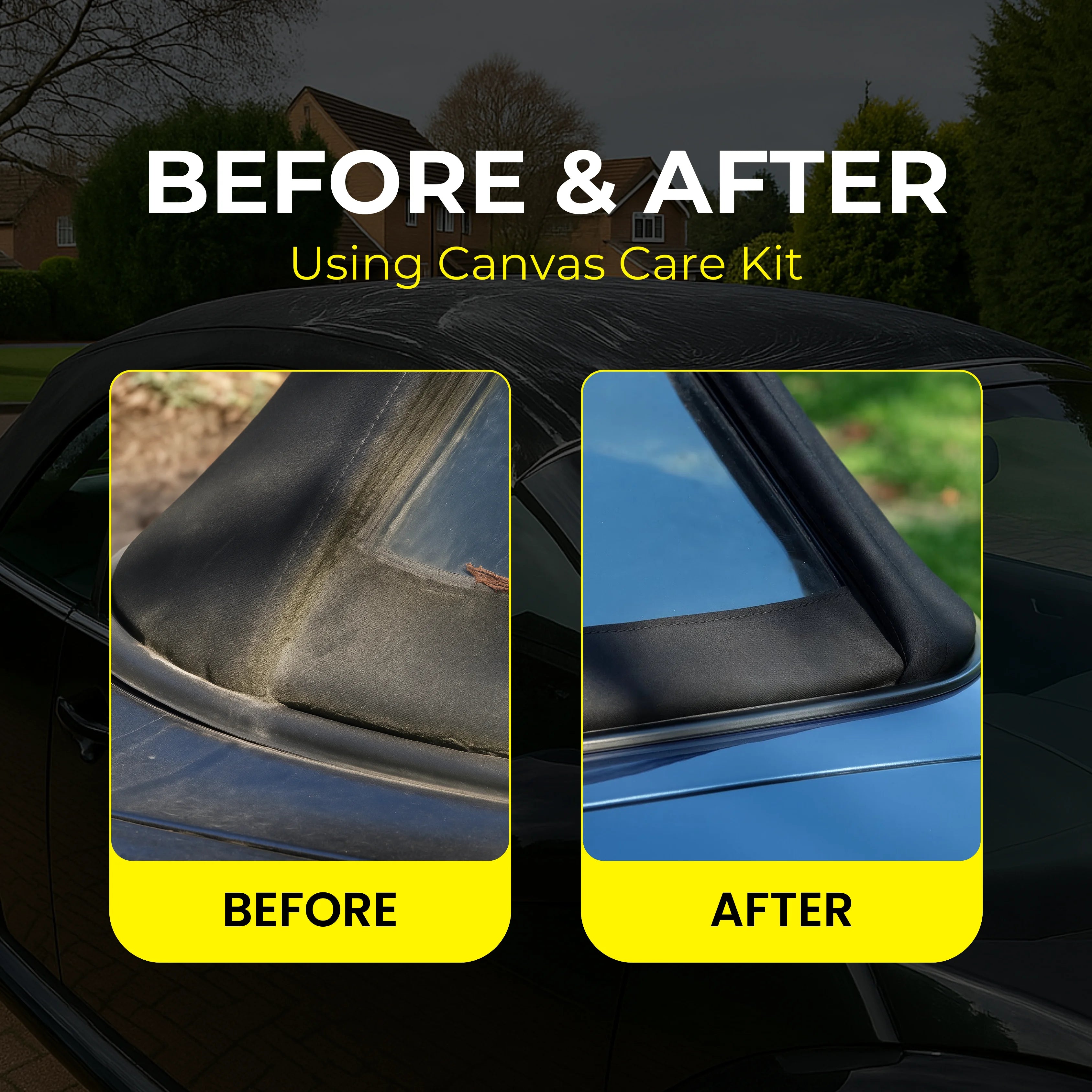 Protex Convertible Soft Top Canvas Cleaner/Restorer(BLACK)/Waterproofer 1Ltr. - COMPLETE KIT