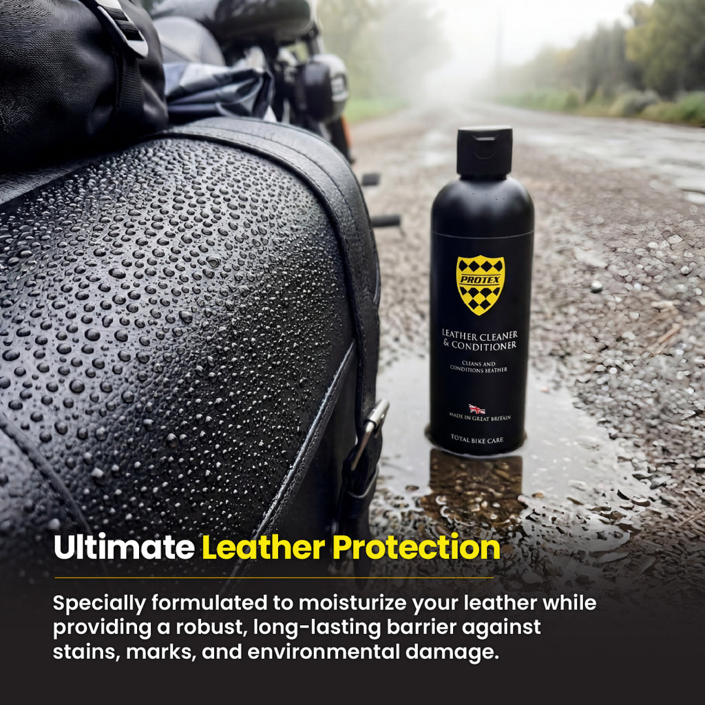 Protex Leather Cleaner & Conditioner, Conditions & Protects Motorcycle & Car Leather Seats, Saddlebags & Gear Restores Natural Leather Oils & Deeply Nourishes Surfaces – Prevents Cracking Fading-125ml