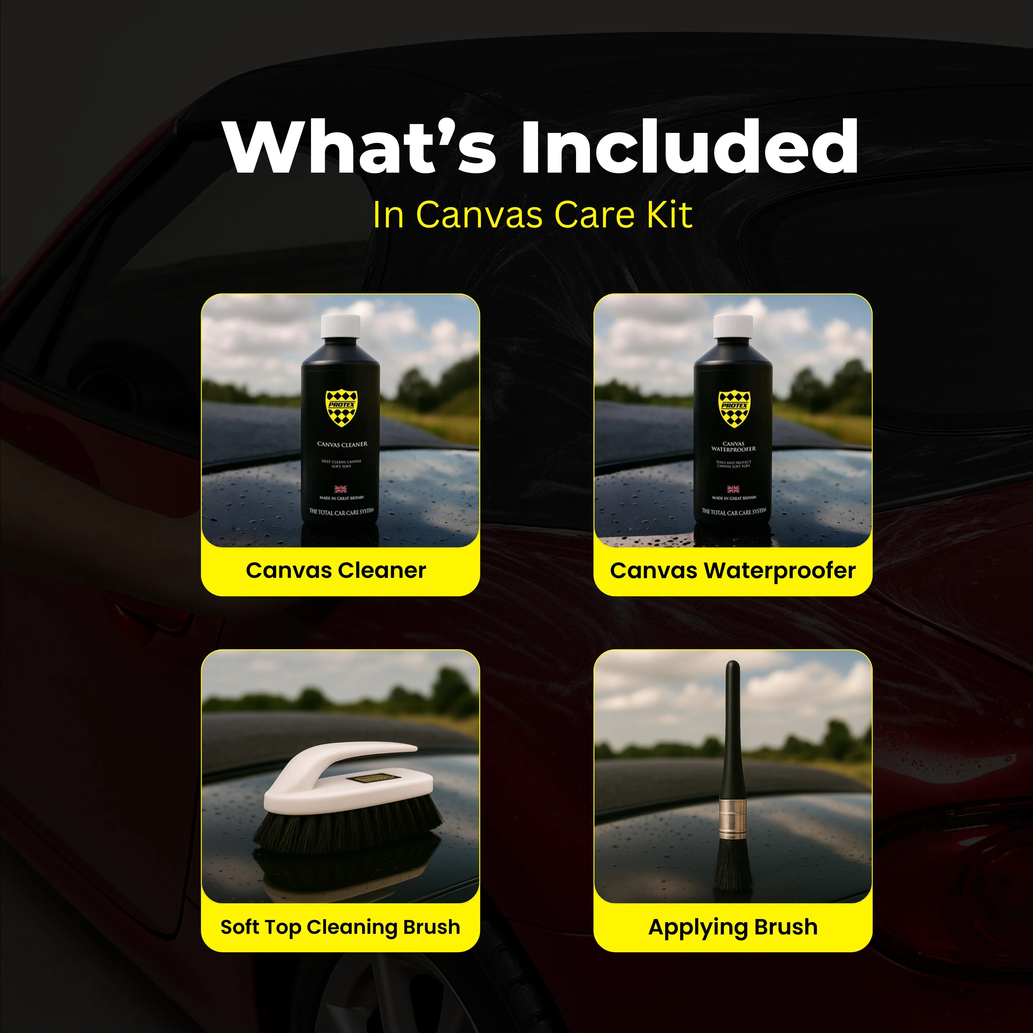 Protex Convertible Soft Top Canvas Cleaner & Waterproofer 1Ltr. - BRUSH KIT