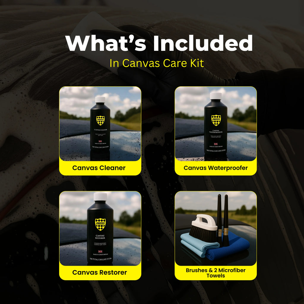 Protex Convertible Soft Top Canvas Cleaner/Restorer(BLACK)/Waterproofer 1Ltr. - COMPLETE KIT