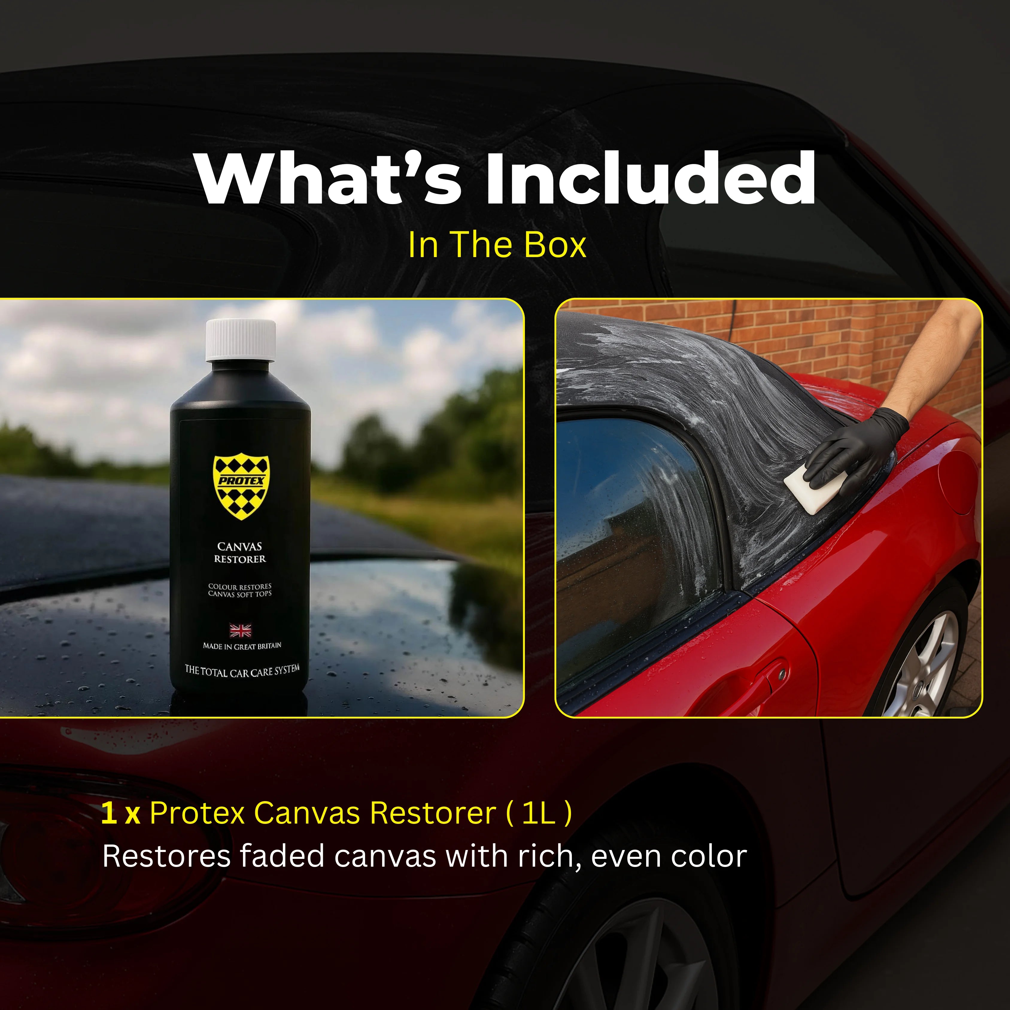 Richiedente Colore Per Tettuccio Morbido Auto – Soft Top Reviver Dark Blue 1 Litro, A Base D'acqua