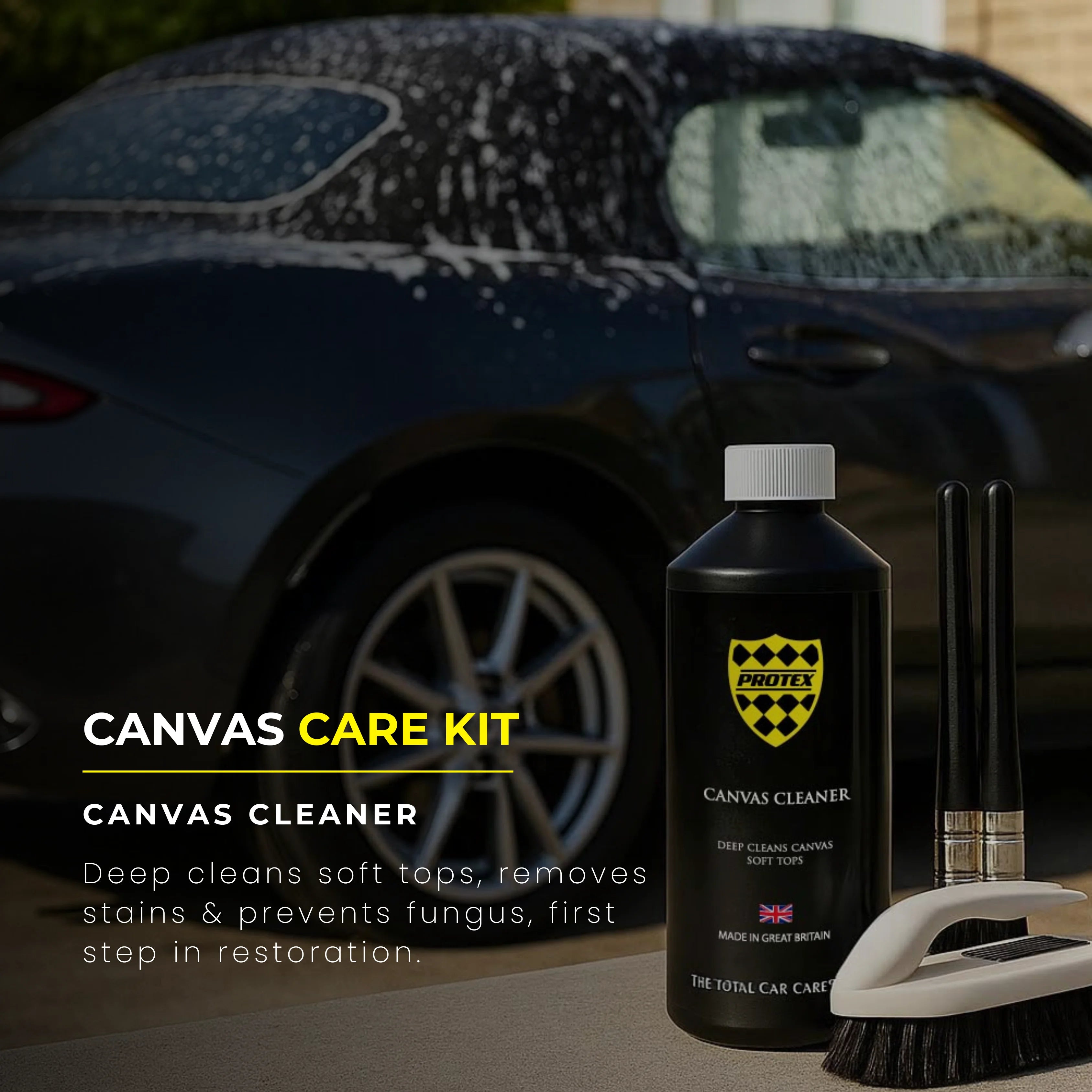 Protex Convertible Soft Top Canvas Cleaner & Waterproofer 500ml - BRUSH KIT