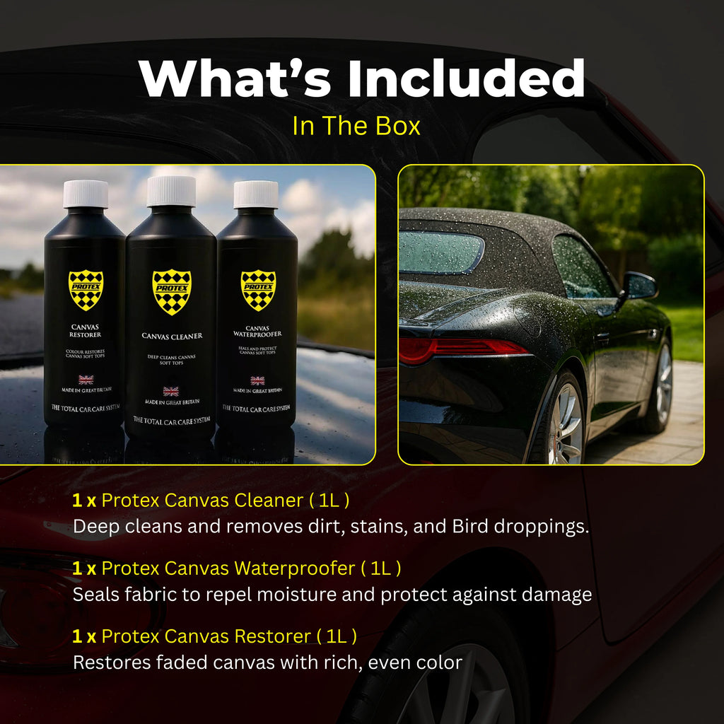 Protex Convertible Soft Top Canvas Cleaner/Restorer (BLACK)/Waterproofer 1Ltr.