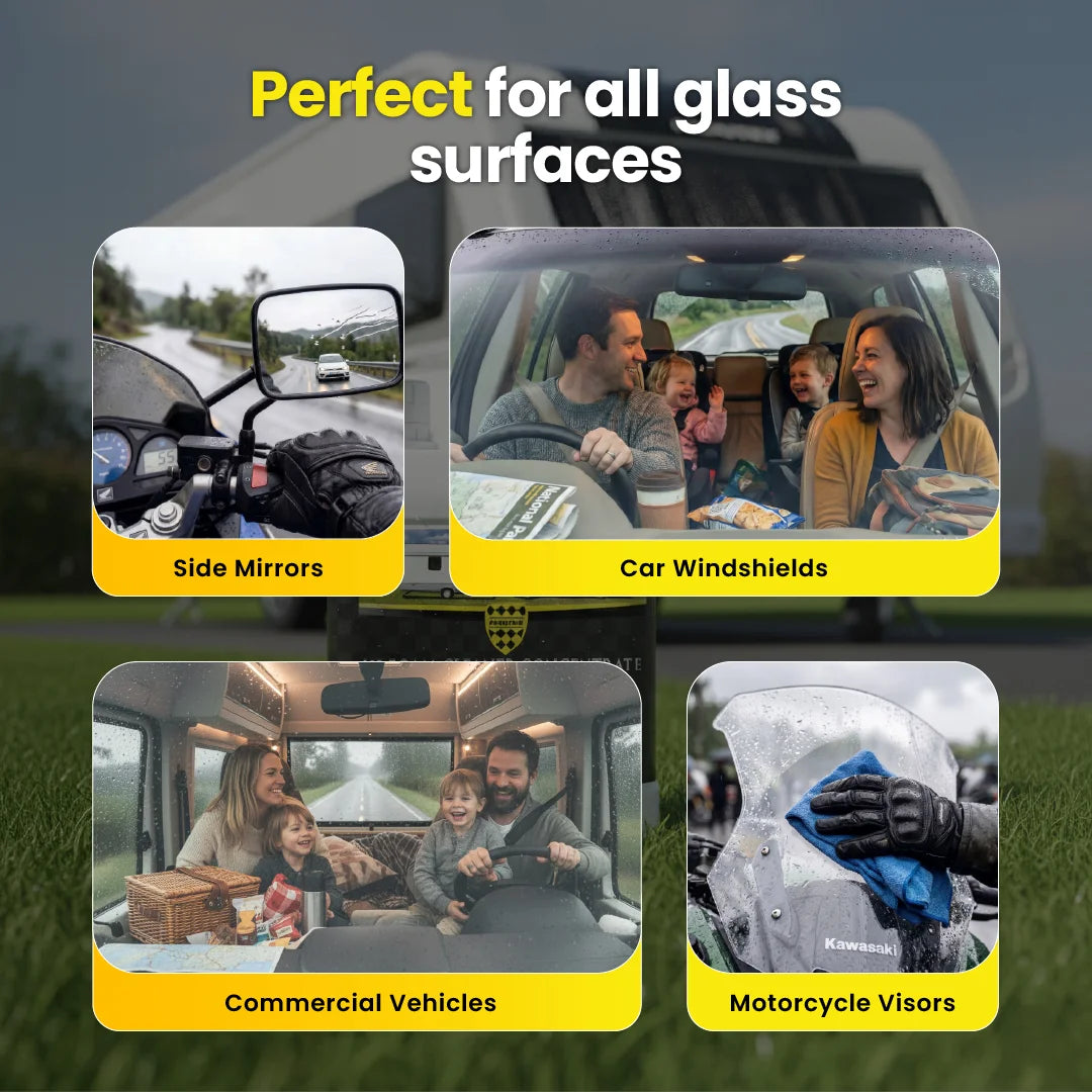 Protex Glass Rain Repeller– 2-in-1 Glass Cleaner & Hydrophobic Rain Repellent Spray for Motorbike Windscreens, Helmet Visors, Car windshields & Windows – Improves Wet Weather Visibility, 500ml